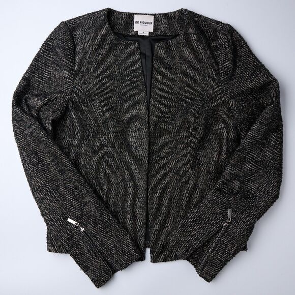 De Rigueur Jacket Women's 4 workwear capsule minimal office chic tweed texture - Picture 7 of 11